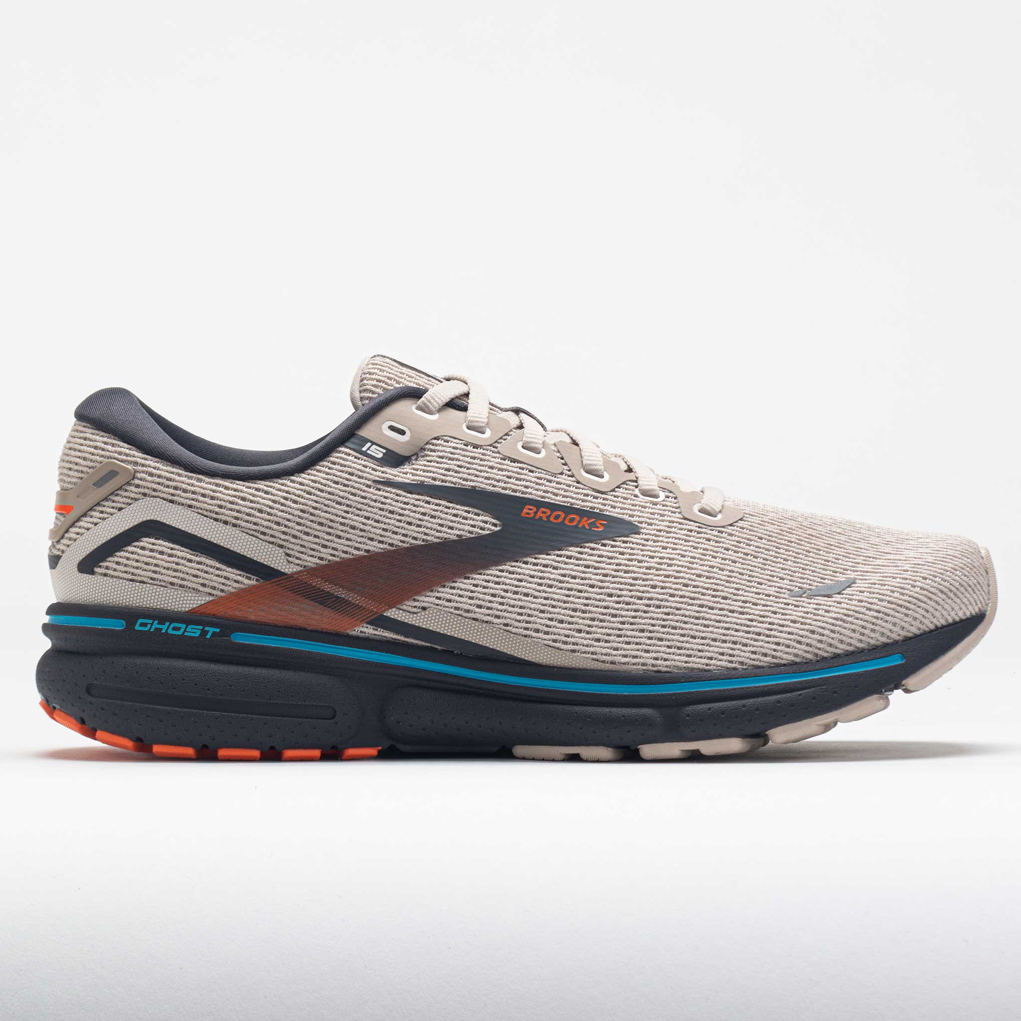Brooks Ghost 15 Men's  White Sand/Red Orange/Blue
